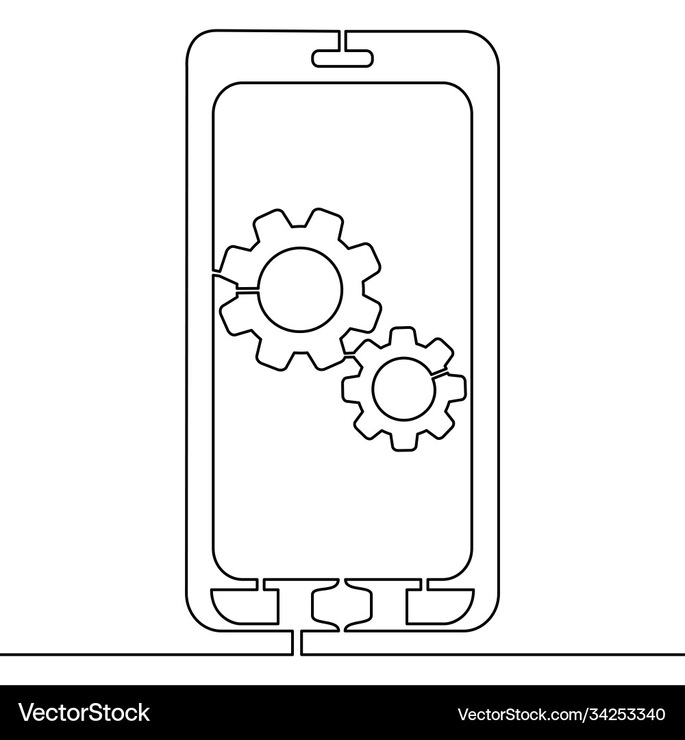Continuous line mobile service application concept Continuous line mobile service application concept Vector Image