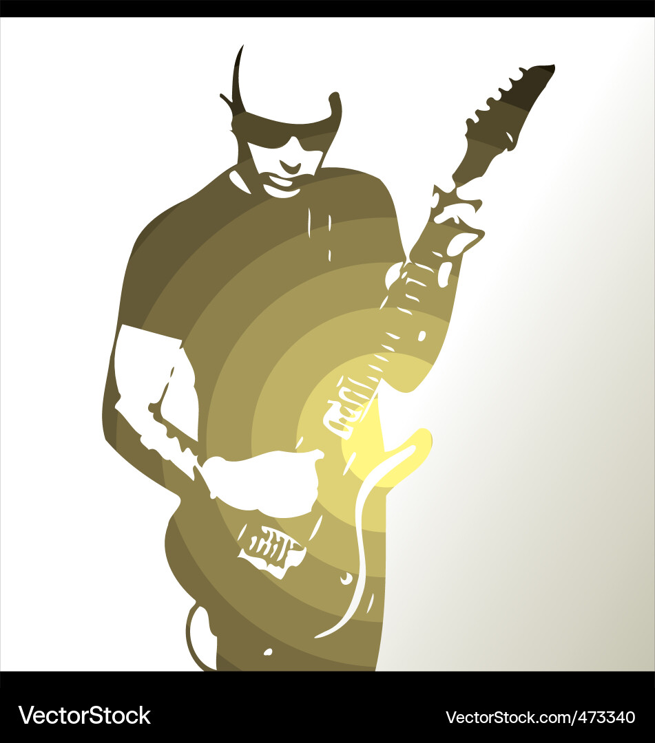 Cool Guitar Player Portrait Royalty Free Vector Image