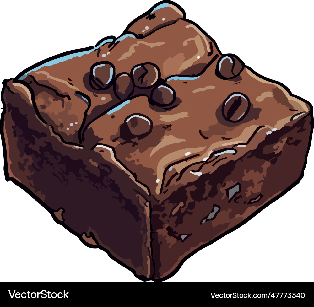 Delicious Chocolate Brownie – Royalty-Free Vector | VectorStock, image size:1000x978