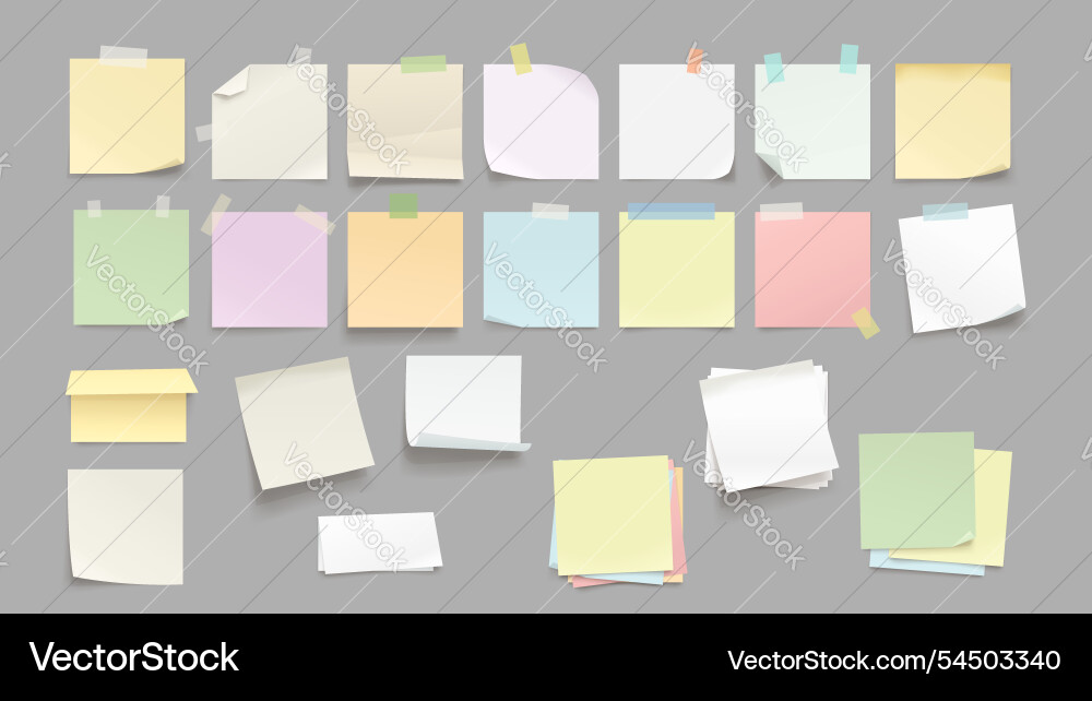 Different paper memo notes in big set Different paper memo notes in big set vector image