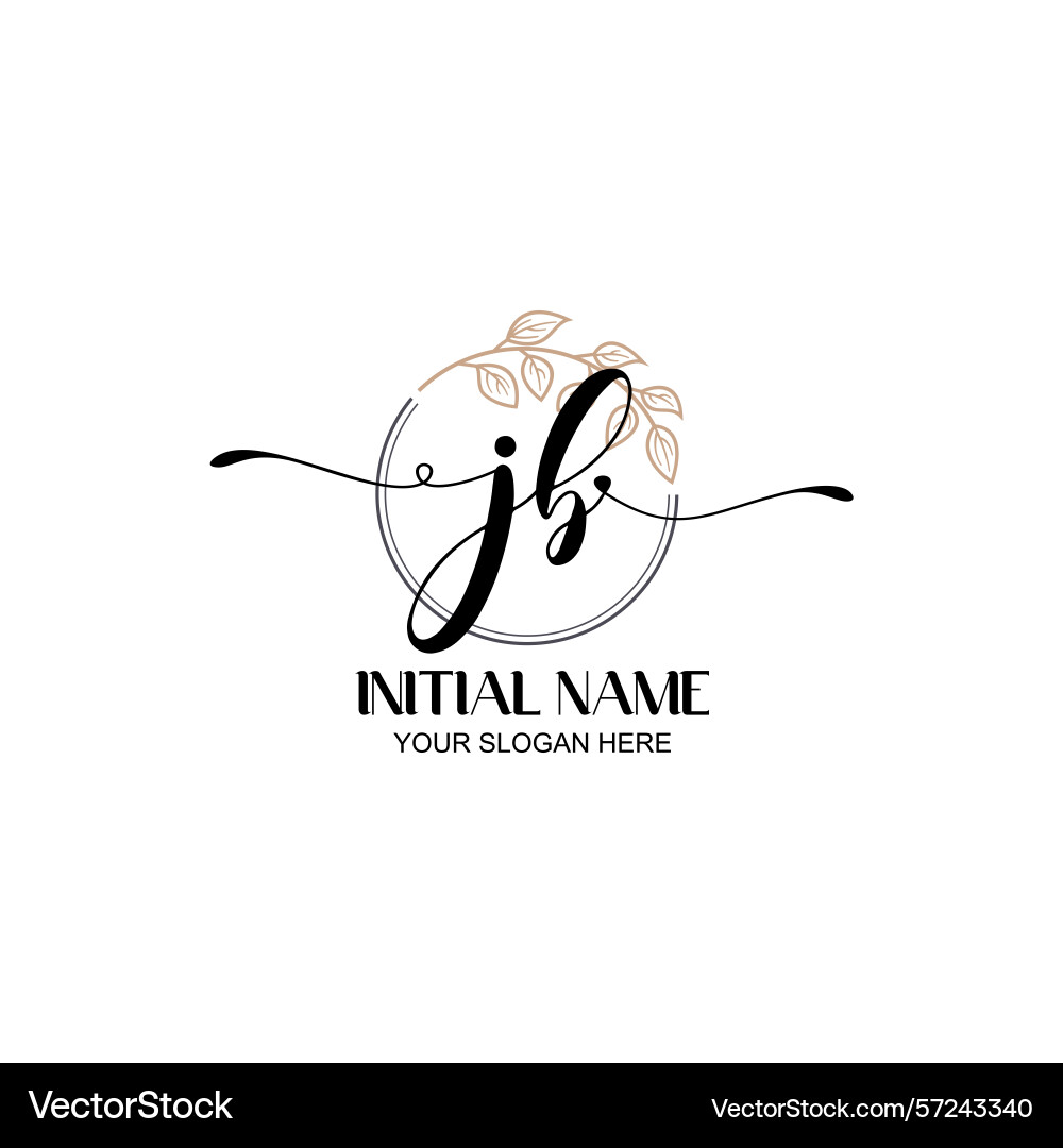 Elegant jb initial logo design with botanical Elegant jb initial logo design with botanical vector image
