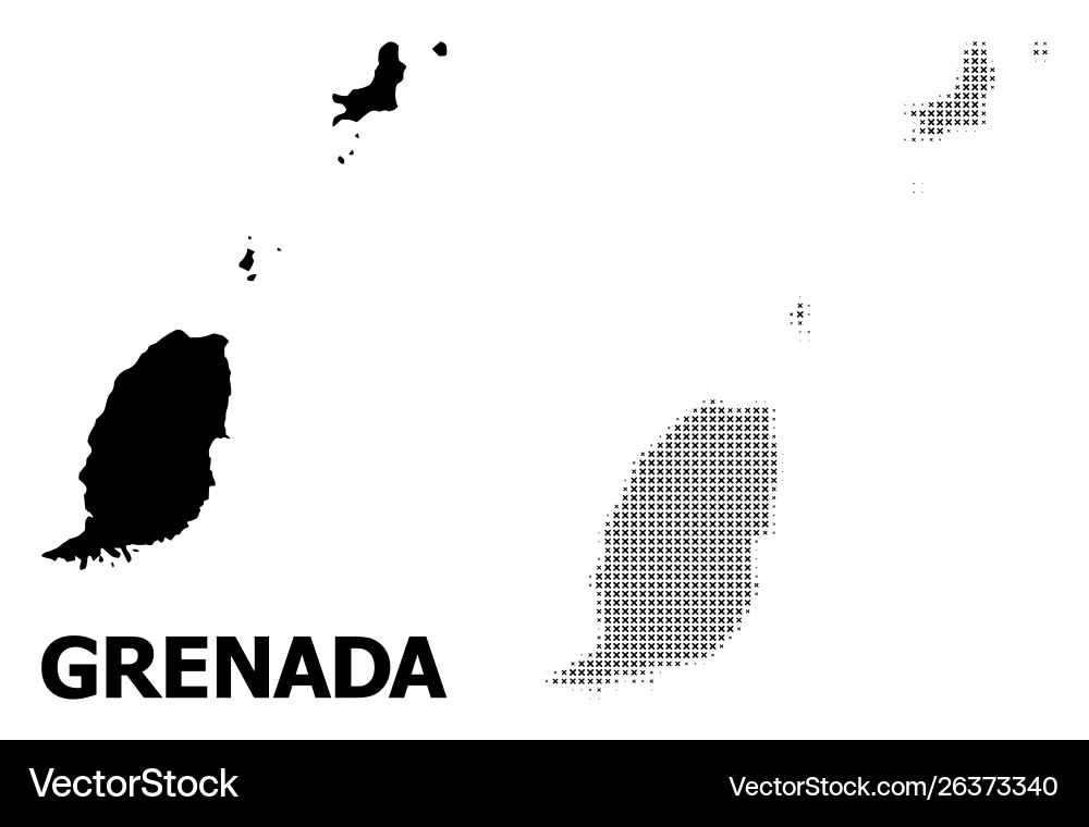 Halftone pattern and solid map grenada Vector Image