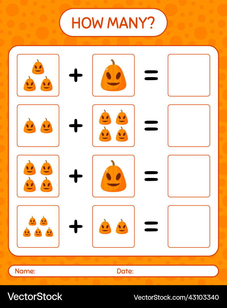 How many counting game with jack o lantern How many counting game with jack o lantern vector image