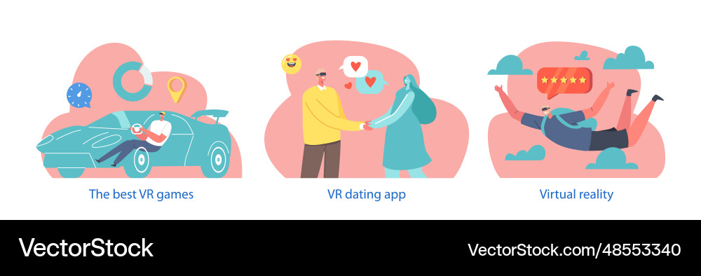 Isolated elements with characters use virtual Isolated elements with characters use virtual vector image