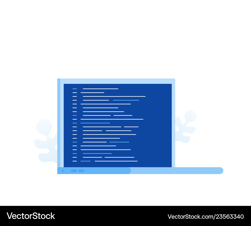 Laptop screen with program code Laptop screen with program code vector image