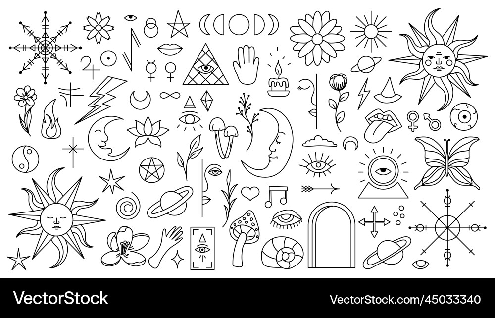 Magic background in retro style with hand drawn Magic background in retro style with hand drawn vector image