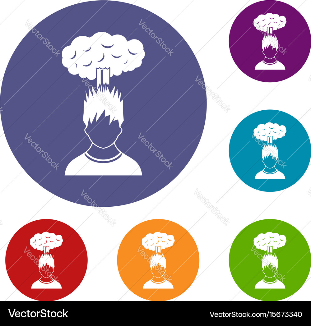 Man with red cloud over head icons set vector image