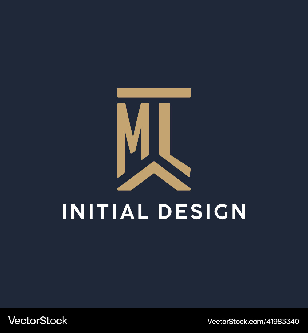 Ml initial monogram logo design in a rectangular Vector Image