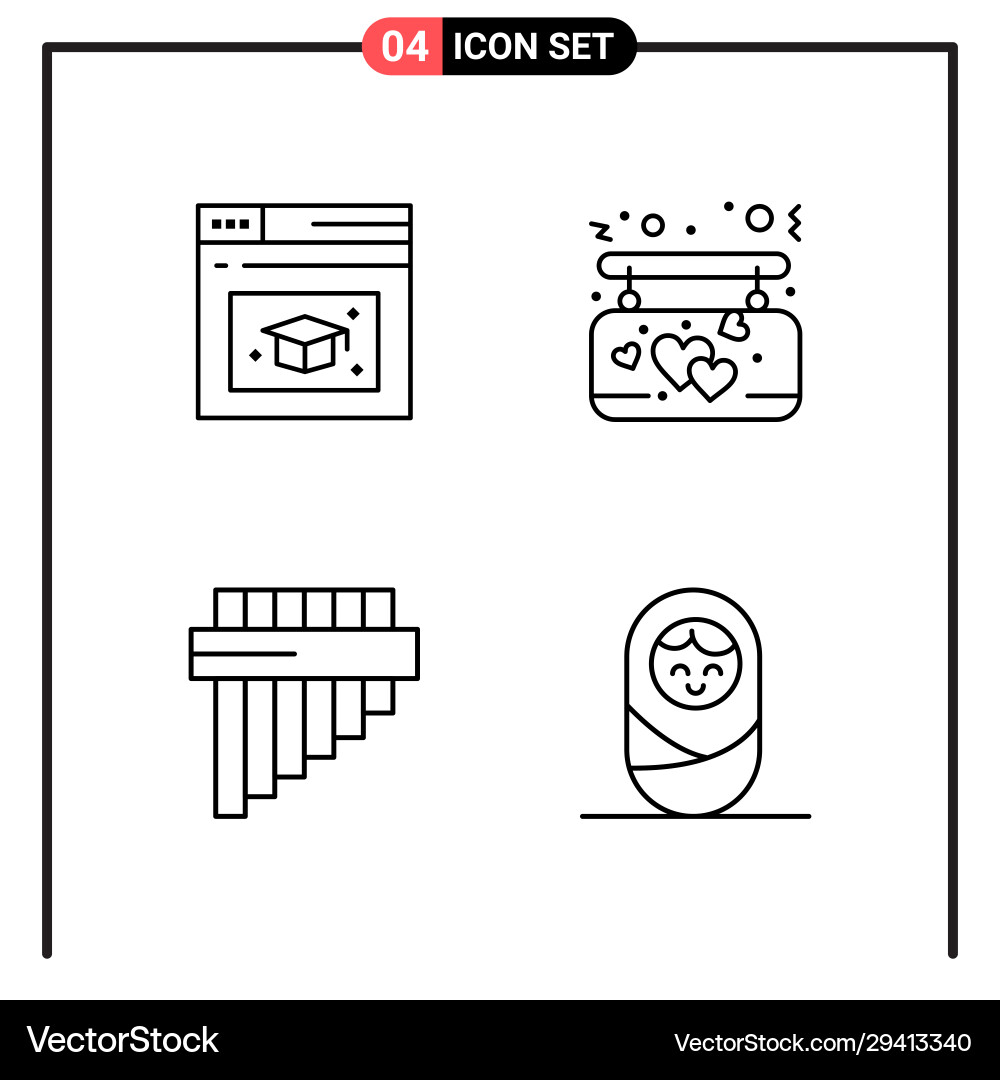 Set 4 line style icons for web and mobile Vector Image