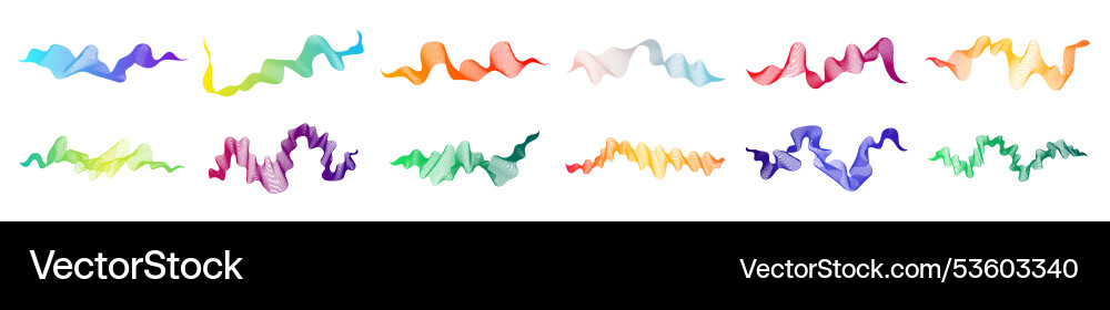 Set of abstract backdrops with multicolor waves Vector Image
