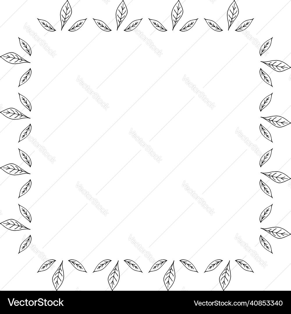 Square frame with leaves on white background – Royalty-Free Vector ...