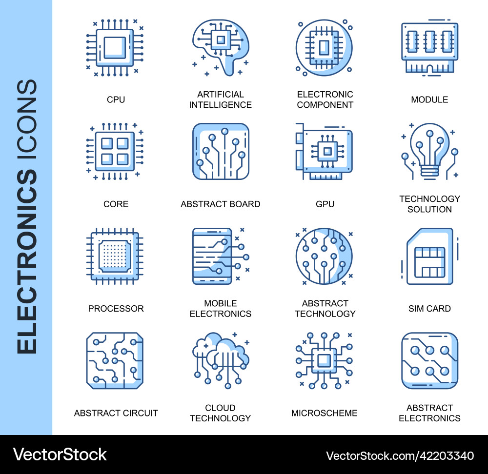 Thin line electronics related icons set Vector Image