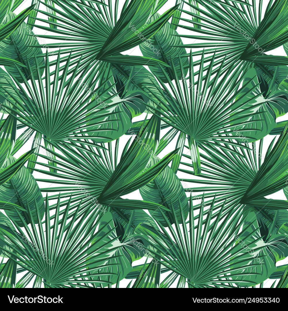 Tropical Green Leaf Seamless Pattern Vector Image