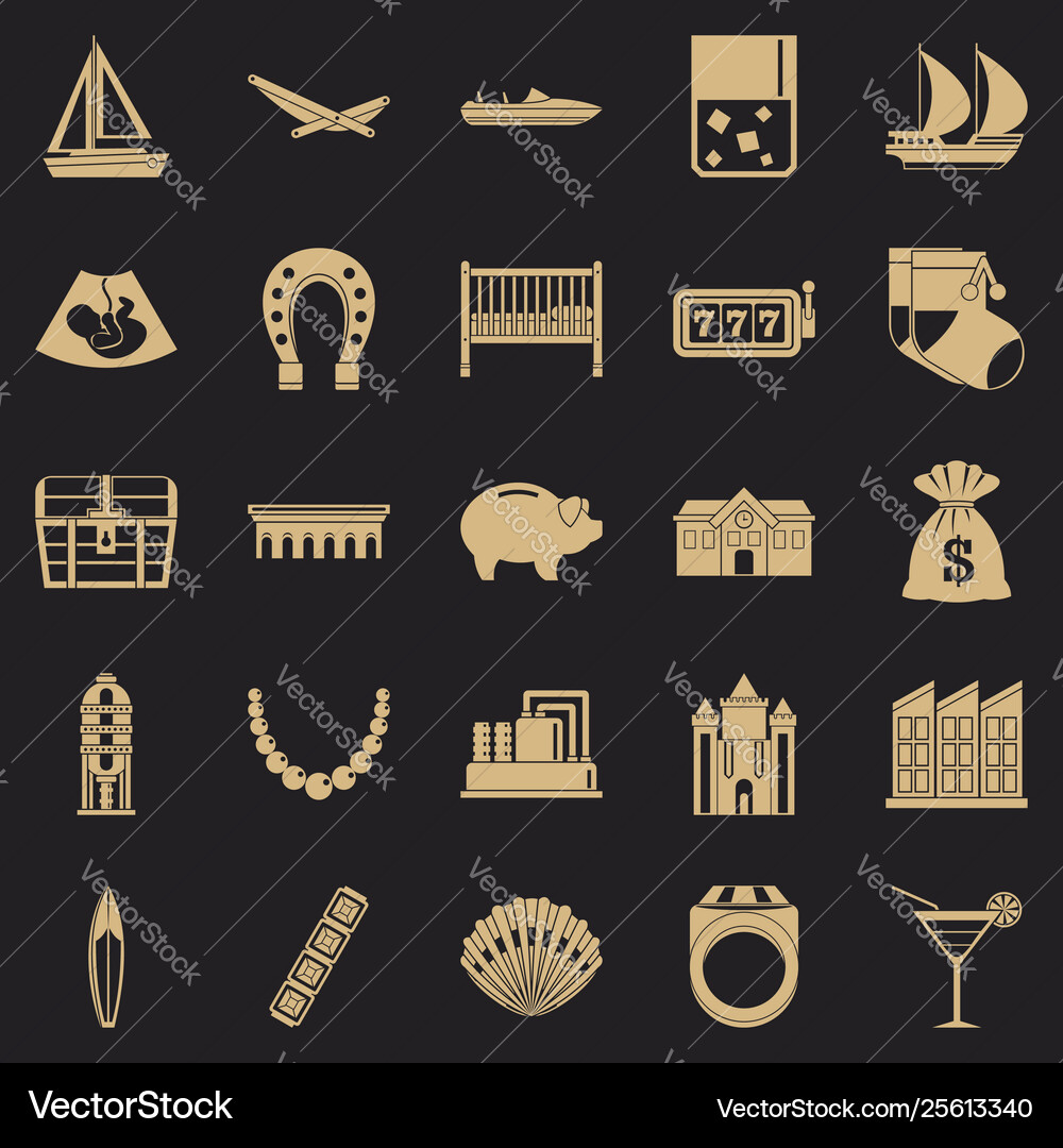 Wealth icons set simple style Vector Image