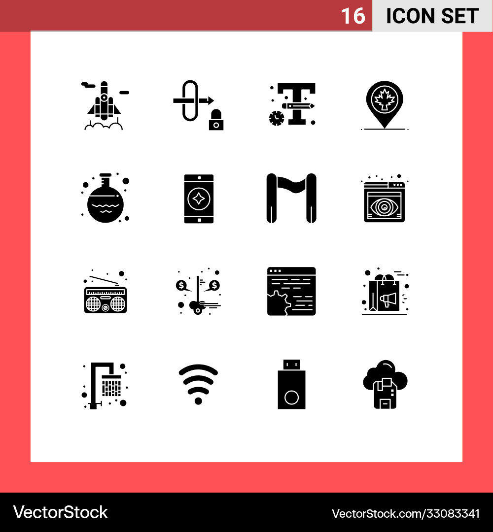 16 universal solid glyphs set for web and mobile Vector Image