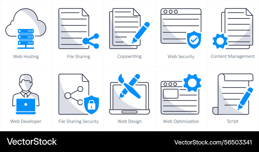 A set of 10 web design icons as hosting file vector image