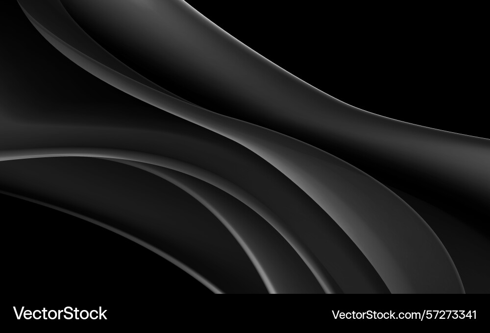 Abstract black glossy wave curve overlap design vector image