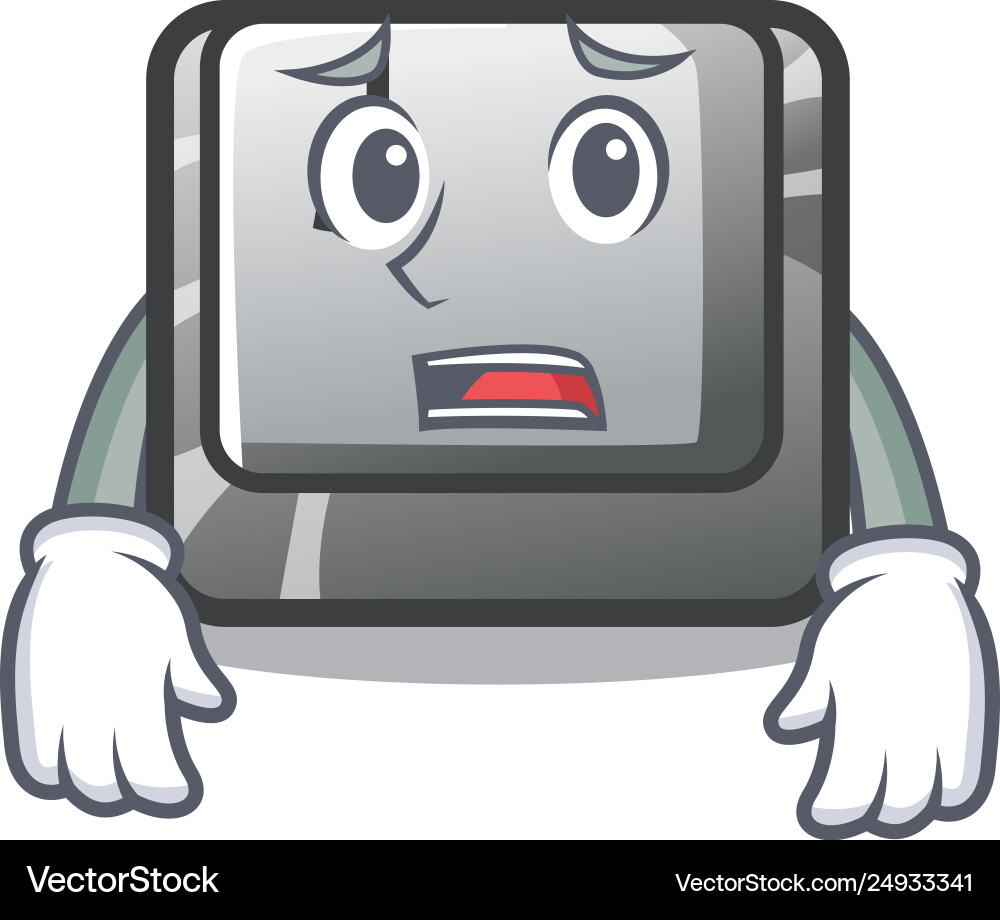 Afraid button j on a computer character Afraid button j on a computer character vector image