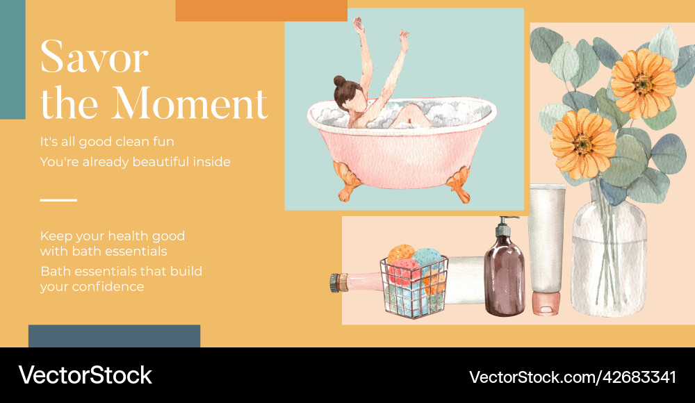 Blog header template with bath essential Blog header template with bath essential vector image