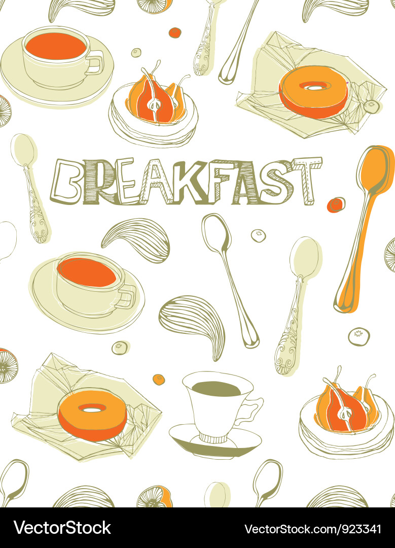 Breakfast Pattern - Coffee & Pastries vector image
