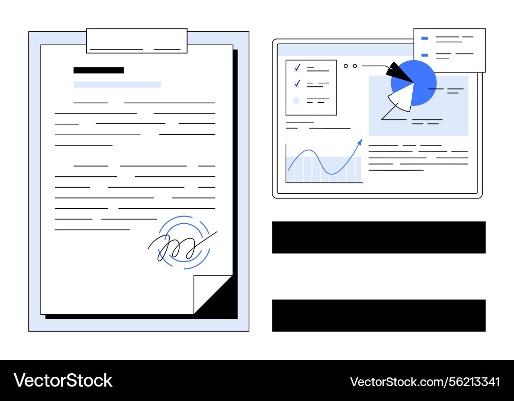 Document approval process and data visualization Document approval process and data visualization Vector Image