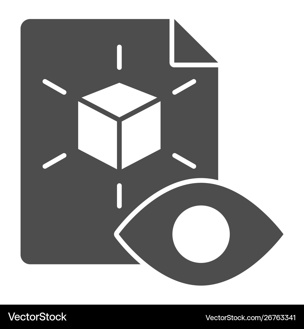 Document with eye solid icon 3d project vector image