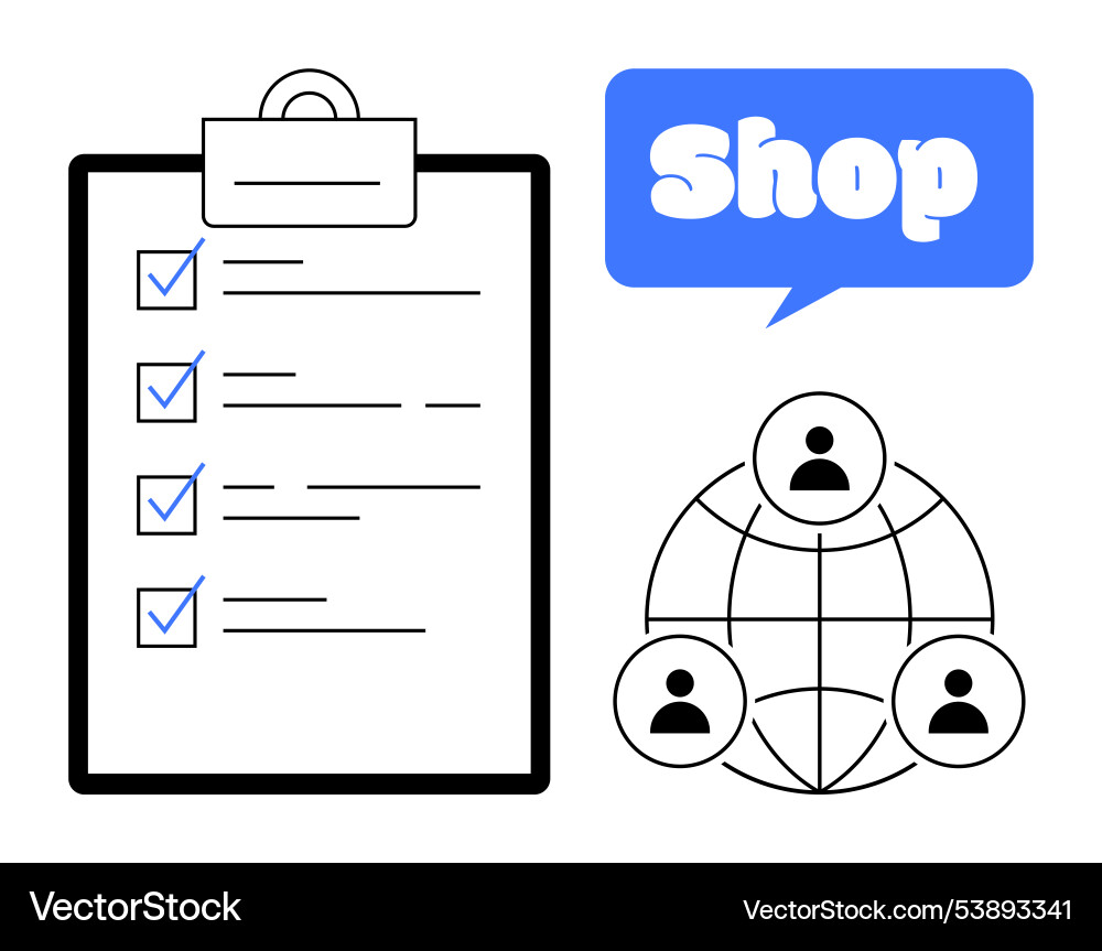 E-commerce checklist with global team network E-commerce checklist with global team network vector image