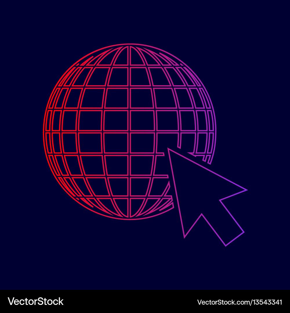Earth globe with cursor line icon Vector Image