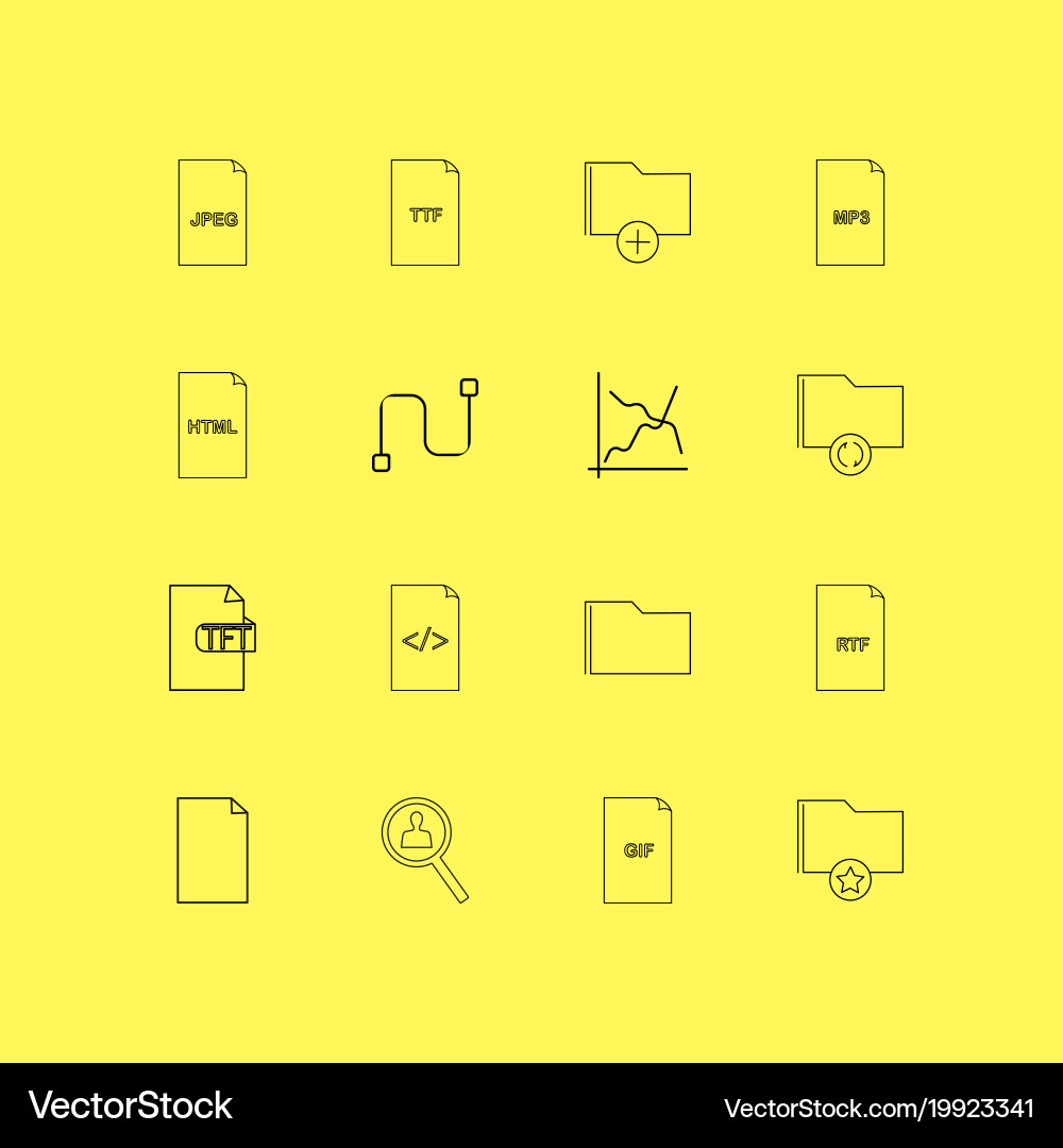 Files and folders linear icon set simple outline Vector Image