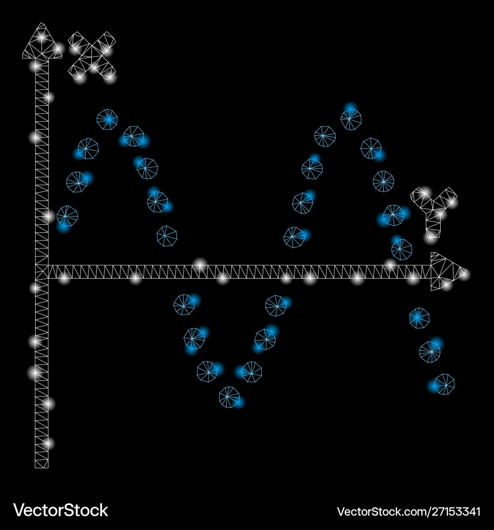 Glossy mesh network sine plot with flare spots Glossy mesh network sine plot with flare spots vector image