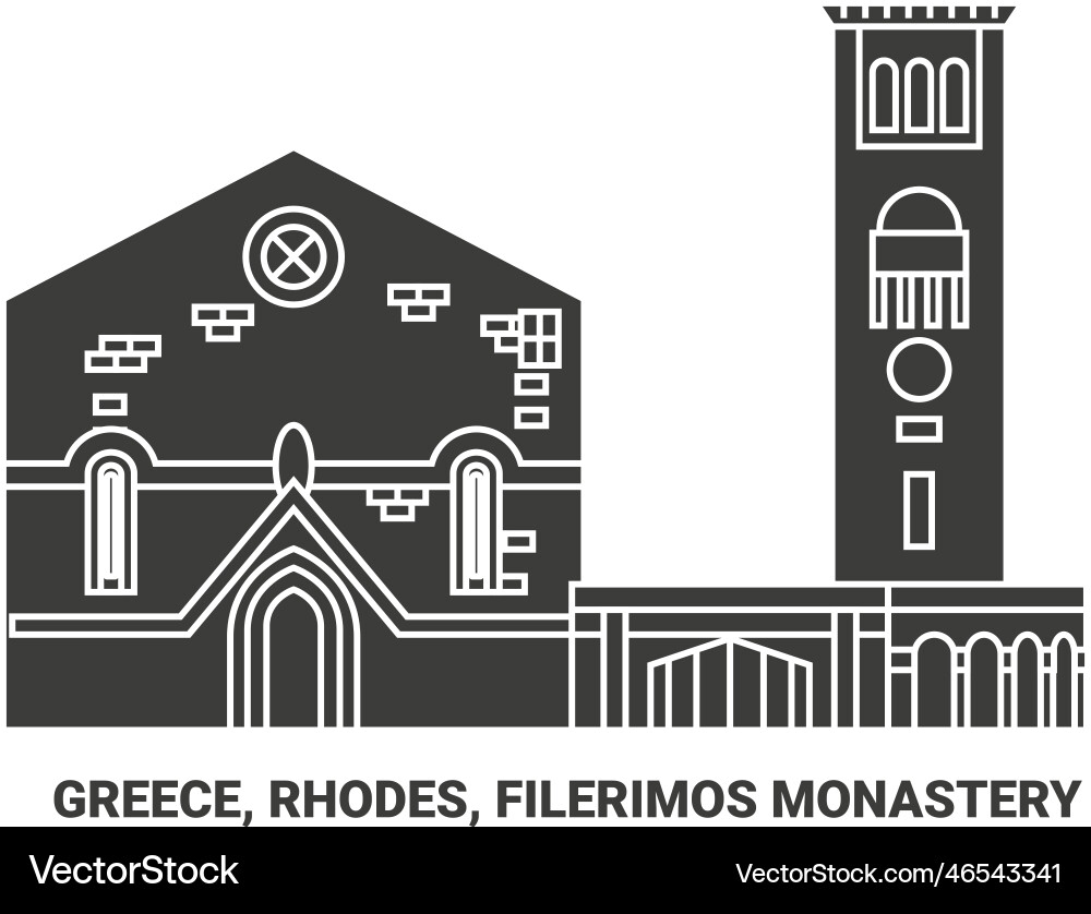 Griechenland rhodes filerimos Kloster Reisen Griechenland rhodes filerimos Kloster Reisen vektorbild