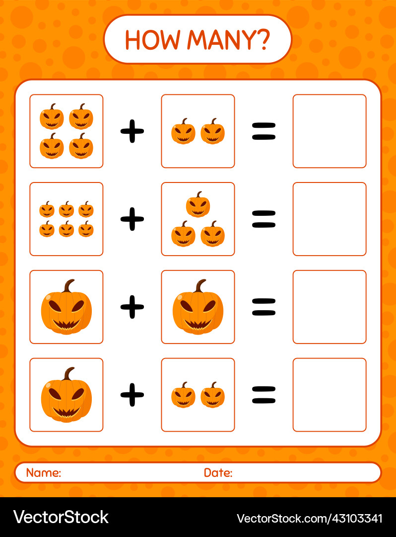 How many counting game with jack o lantern How many counting game with jack o lantern vector image