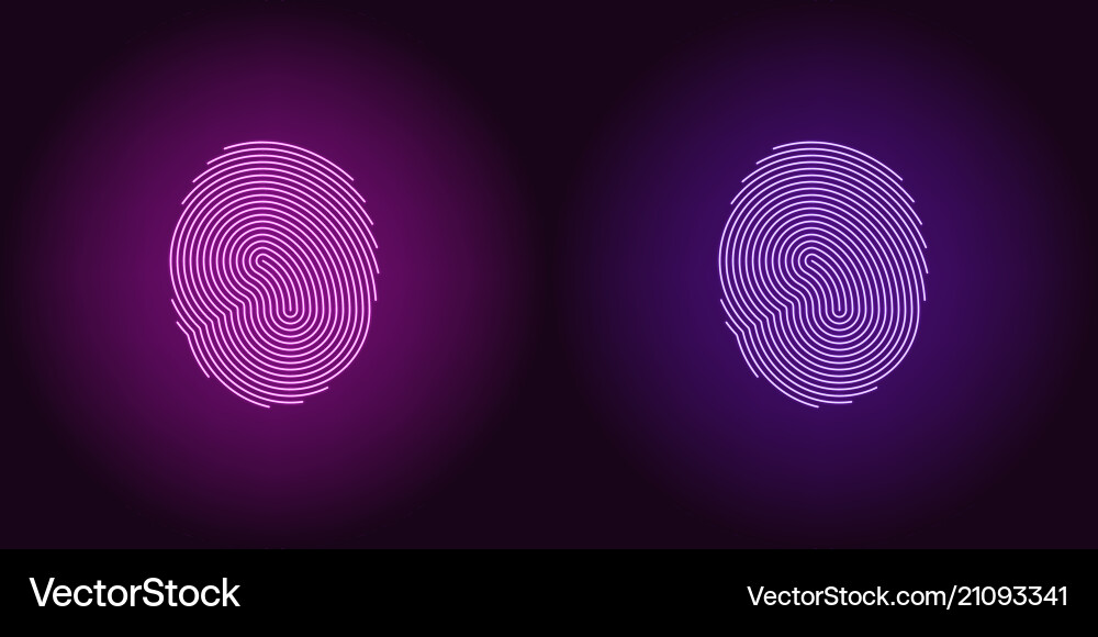 Neon icon of purple and violet fingerprint Vector Image