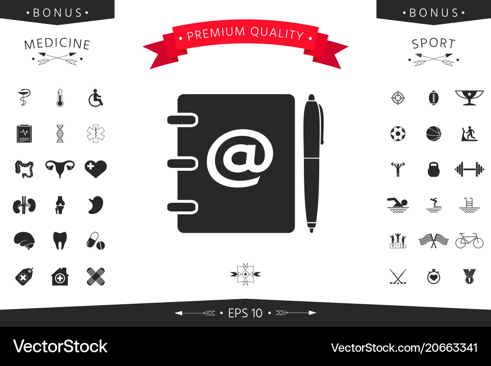 Notebook address phone book with email symbol Vector Image