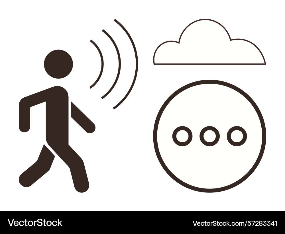 Person sending voice command to cloud system with Person sending voice command to cloud system with vector image