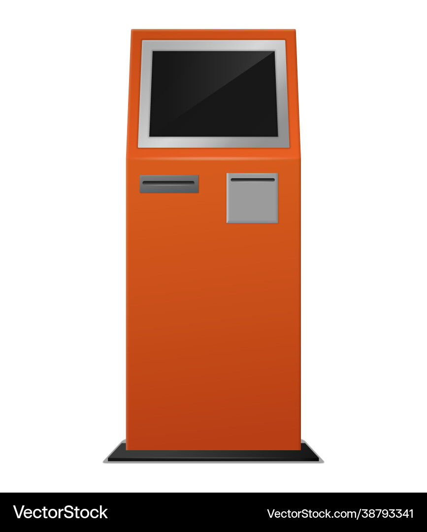 Realistic atm kiosk payment terminal automated vector image