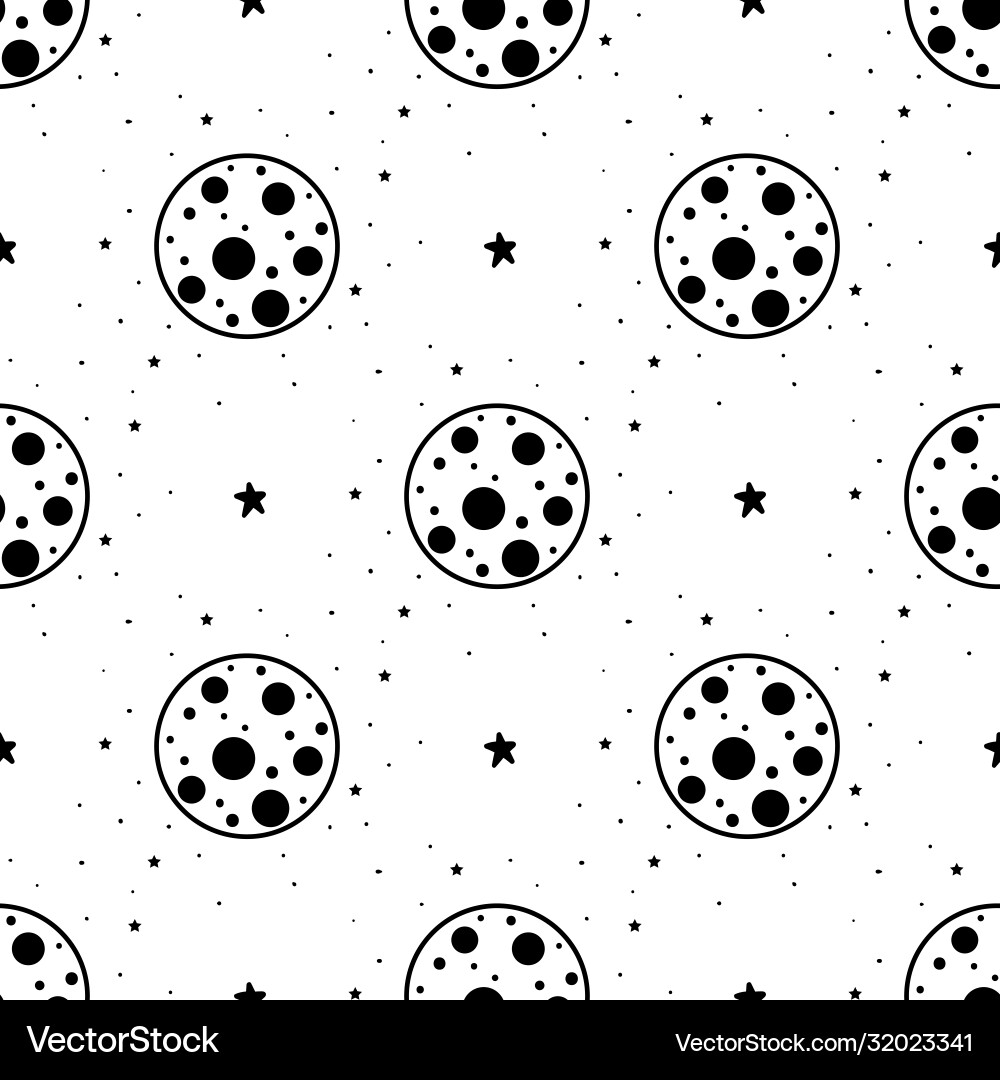 Seamless pattern mystical planet with stars Seamless pattern mystical planet with stars vector image