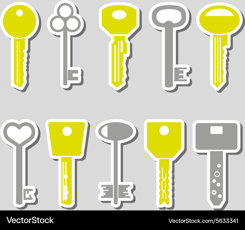 Various color keys stickers for open a lock eps10 vector image