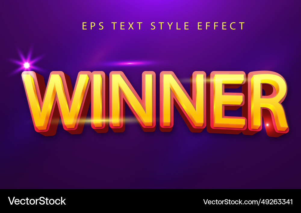 Winner red and yellow editable text style effect Vector Image