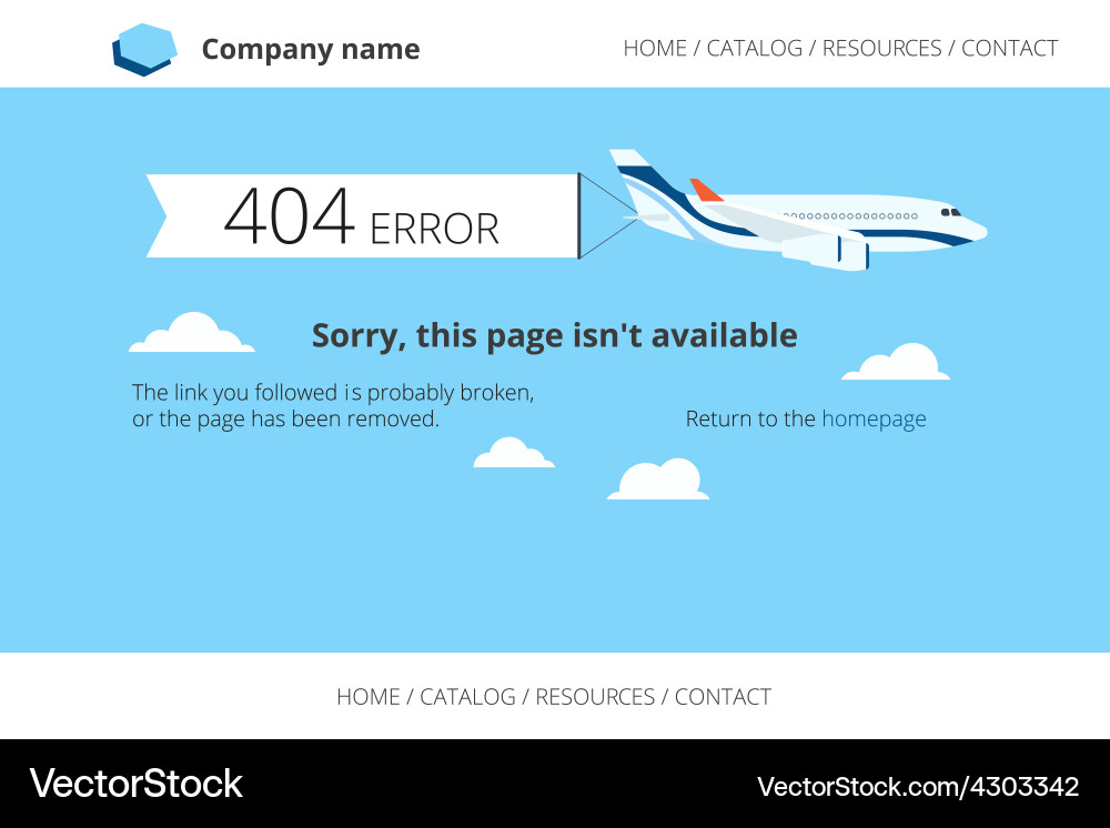 404 Error Airplane Flat Icon vector image