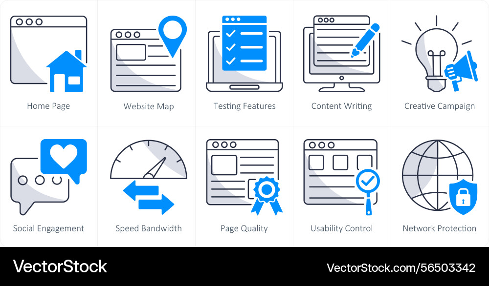 A set of 10 web design icons as home page website Vector Image