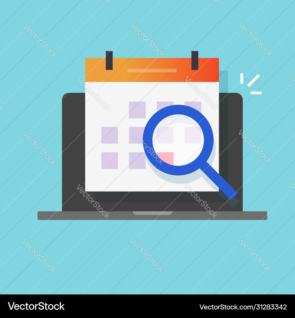 Calendar event search no computer icon Calendar event search no computer icon vector image