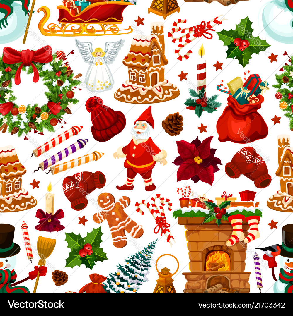 Christmas Seamless Pattern - Festive Holiday Vector Image