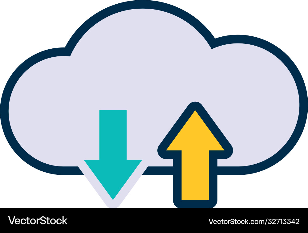 Cloud storage with upload and dowload arrows icon Cloud storage with upload and dowload arrows icon vector image