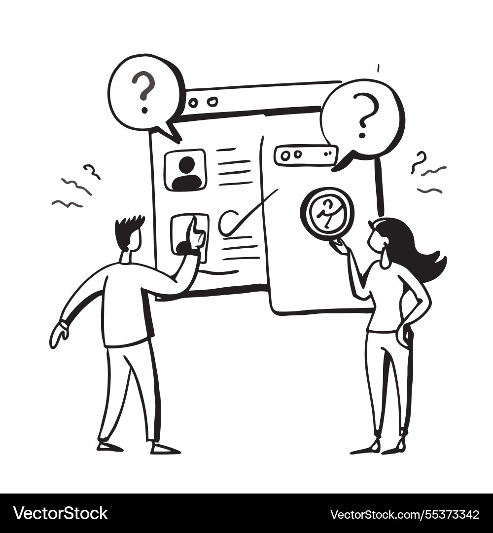 Customer interaction with faq overlay concept Customer interaction with faq overlay concept vector image