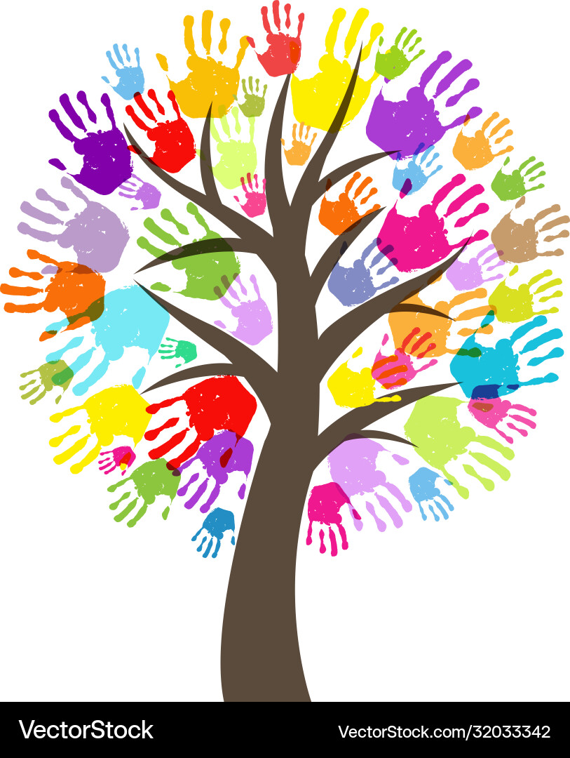 Handprint Tree with Colorful Leaves Vector Image