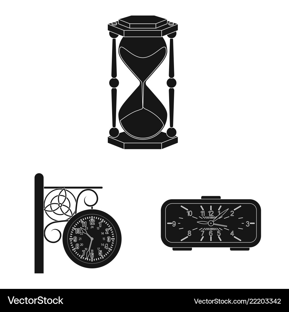 Isolated object of clock and time sign set Isolated object of clock and time sign set vector image