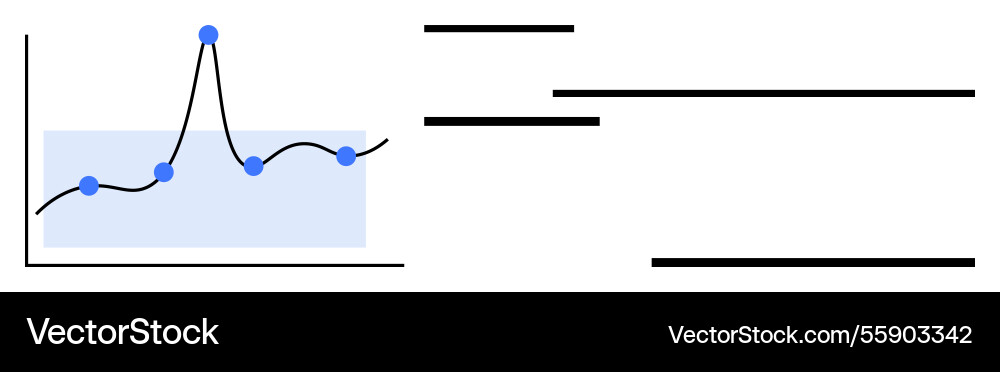 Line chart with data points and gradient highlight Line chart with data points and gradient highlight Vector Image