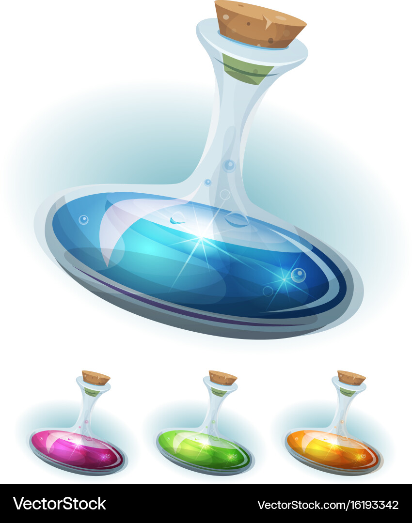 Magic potion flask with elixir for game ui Vector Image