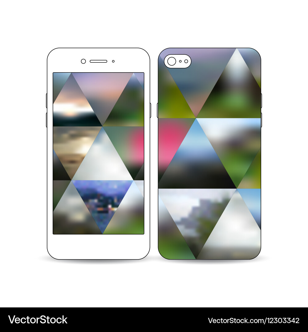 Mobile smartphone with an example of the screen vector image